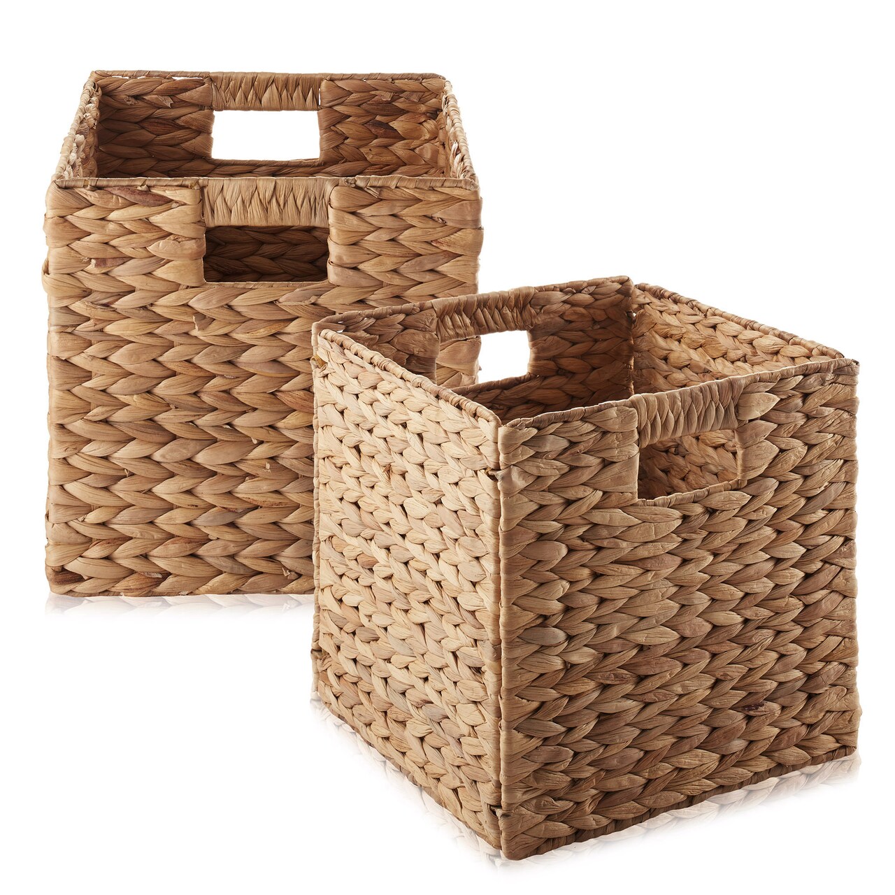 Casafield 10.5" x 10.5" Water Hyacinth Storage Basket Sets, Storage Organizers, Woven Wicker Cubes for Bathroom, Bedroom, Laundry, Shelves